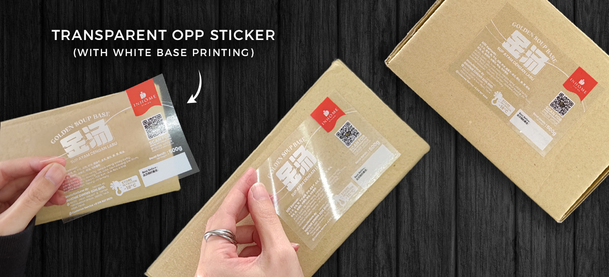 TRANSPARENT LABEL STICKER PRINTING (WITH WHITE BASE)