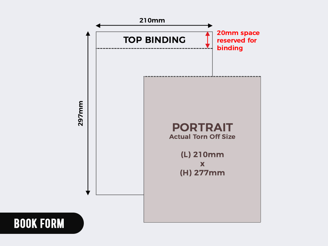 BOOK FORM, PORTRAIT TOP BINDING