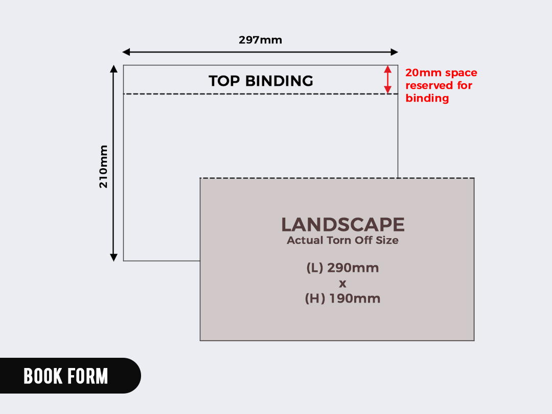 BOOK FORM, LANDSCAPE TOP BINDING